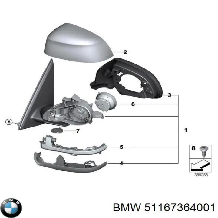 51167364001 BMW Espelho de retrovisão esquerdo