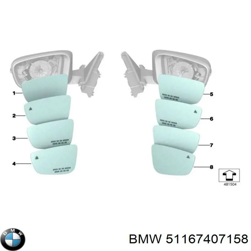 Compre 51167445414 BMW Elemento espelhado do espelho de retrovisão direito