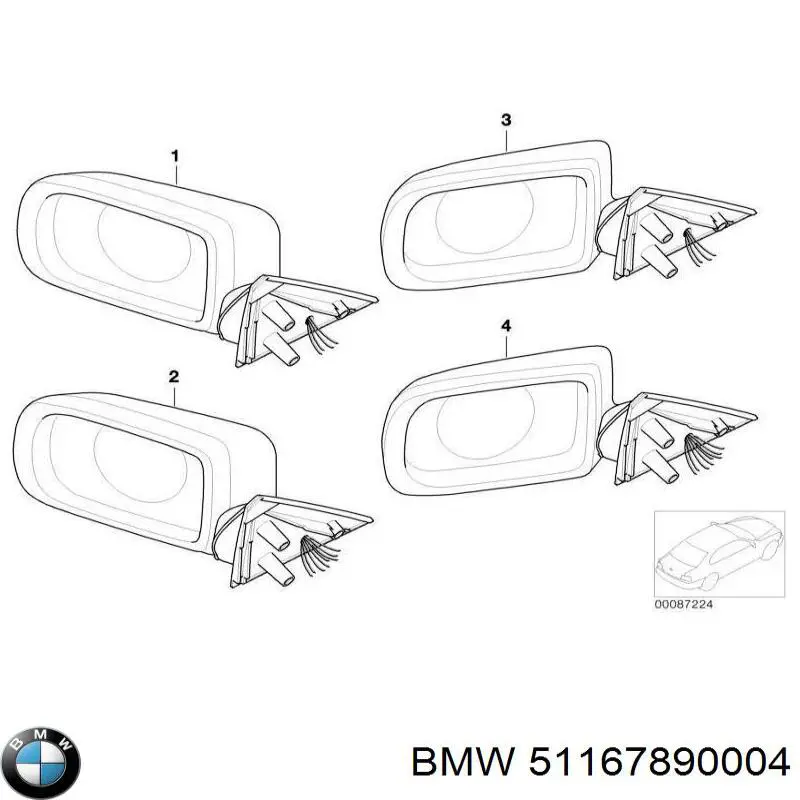 Espelho de retrovisão direito BMW 51167890004 preço, a partir de 1013,98 USD