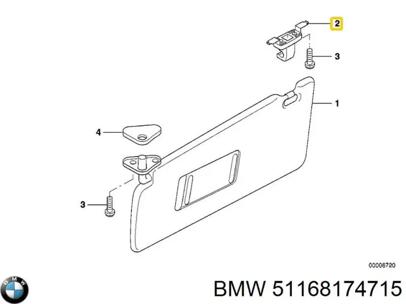 Fixador de pala contra o sol BMW 51168174715 preço, a partir de 45,97 USD
