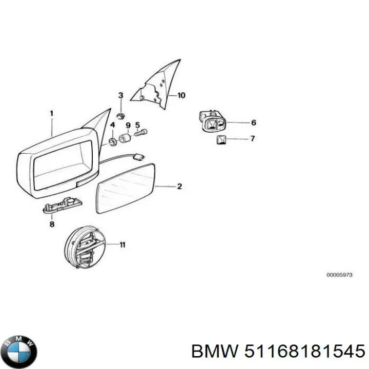 Compre 51168181545 BMW Espelho de retrovisão esquerdo