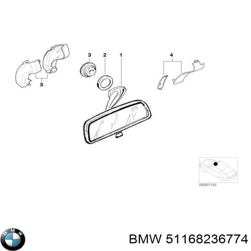 Compre 51168236774 BMW Espelho de salão interno