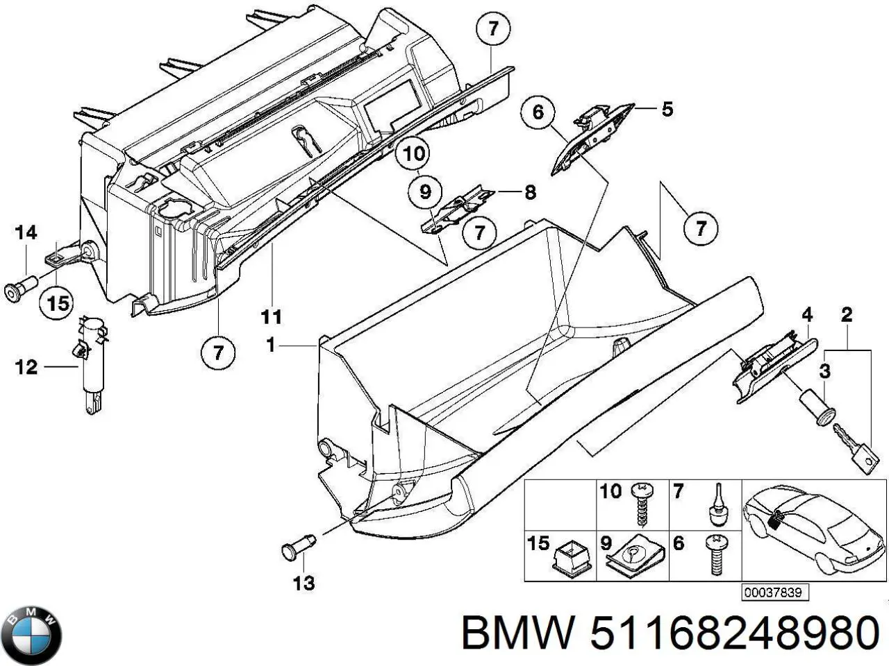 Caixa para porta-luvas (porta-luvas) BMW 51168248980 preço, a partir de 143,26 USD