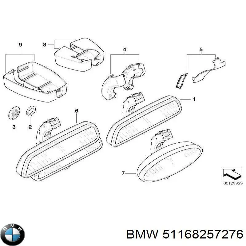 Compre 51168257276 BMW Espelho de salão interno
