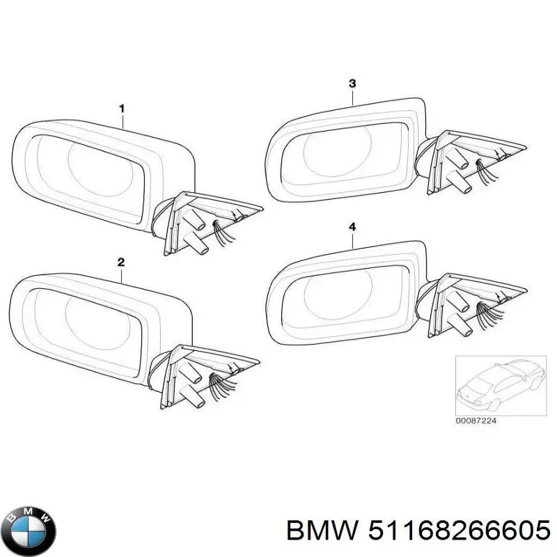 Espelho de retrovisão esquerdo BMW 51168266605 preço, a partir de 807,03 USD