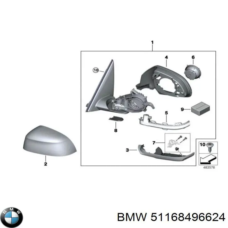 Placa sobreposta (tampa) do espelho de retrovisão direito BMW 51168496624 preço, a partir de 47,61 USD