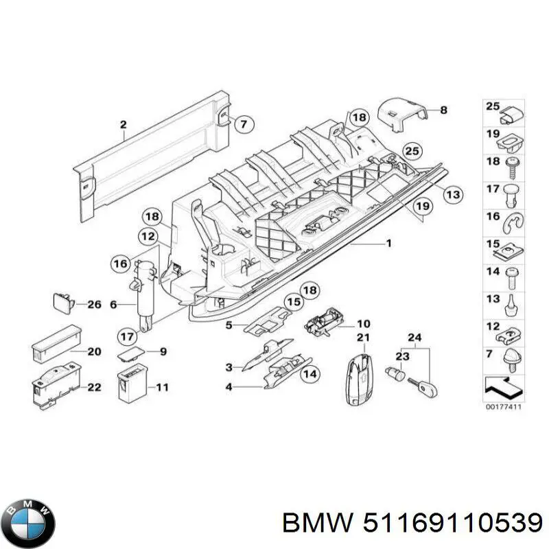 51169110539 BMW Caixa para porta-luvas (porta-luvas)