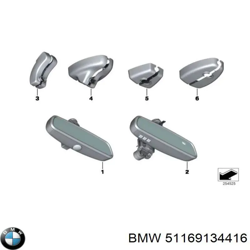 Compre 51169134416 BMW Espelho de salão interno
