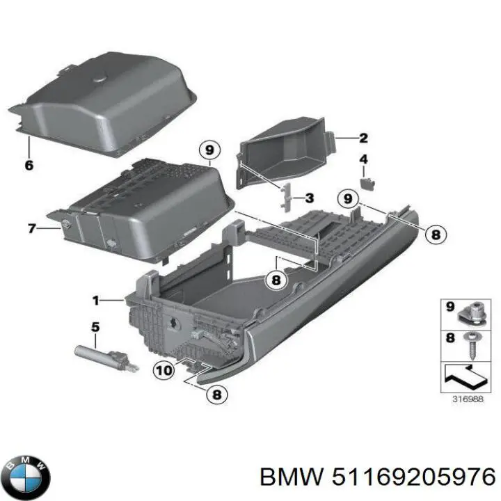 9205976 BMW Caixa para porta-luvas (porta-luvas)