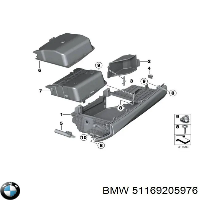 Caixa para porta-luvas (porta-luvas) BMW 9205976 preço, a partir de 32,95 USD