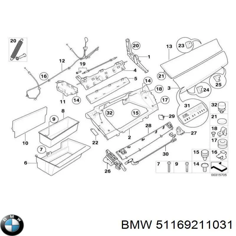 Caixa para porta-luvas (porta-luvas) para BMW X5  E70