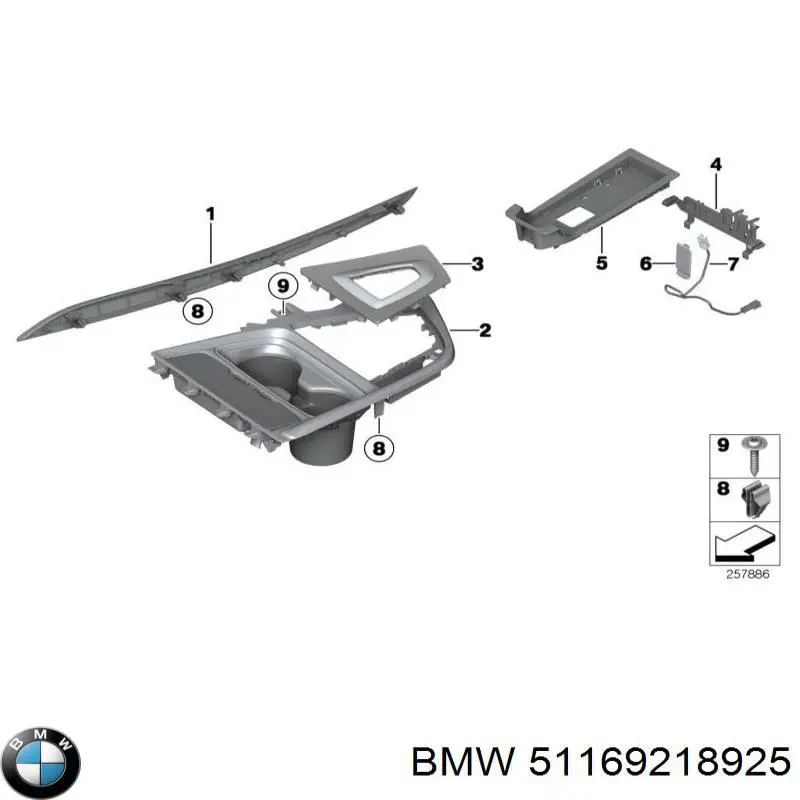 51169218925 BMW Placa sobreposta decorativa de consola central