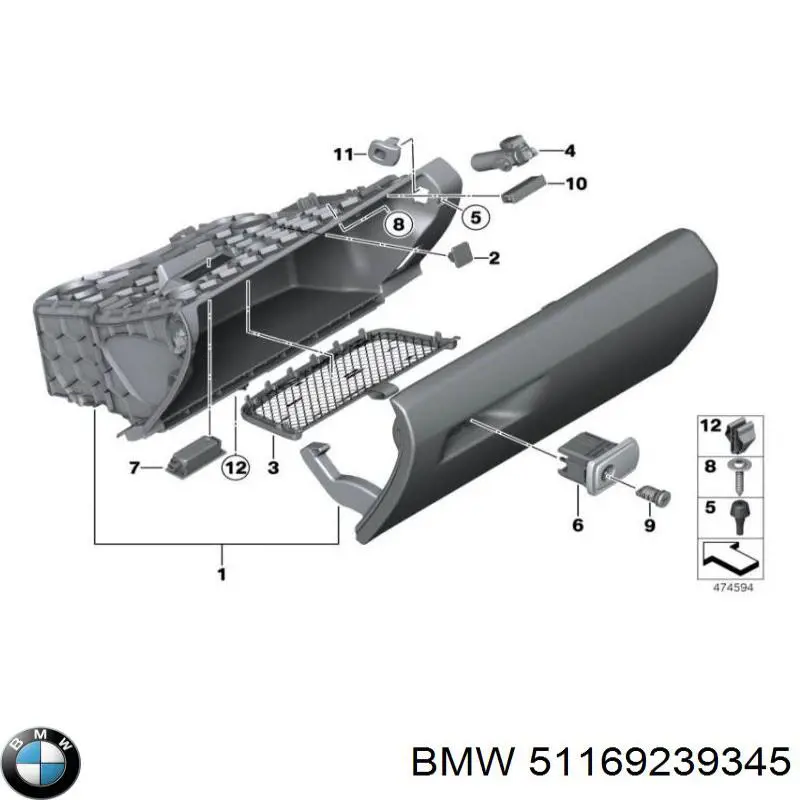 51169239345 BMW Caixa para porta-luvas (porta-luvas)