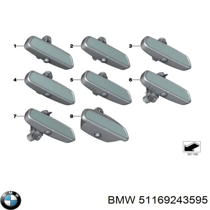 Espelho de salão interno para BMW 7  F01, F02, F03, F04