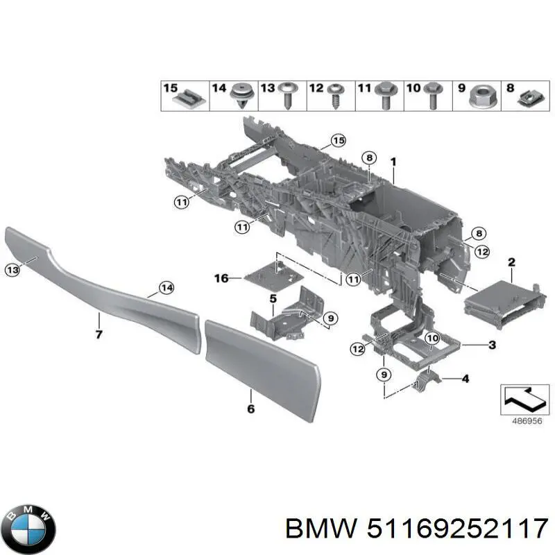 51169252117 BMW Consola de painel de controlo central