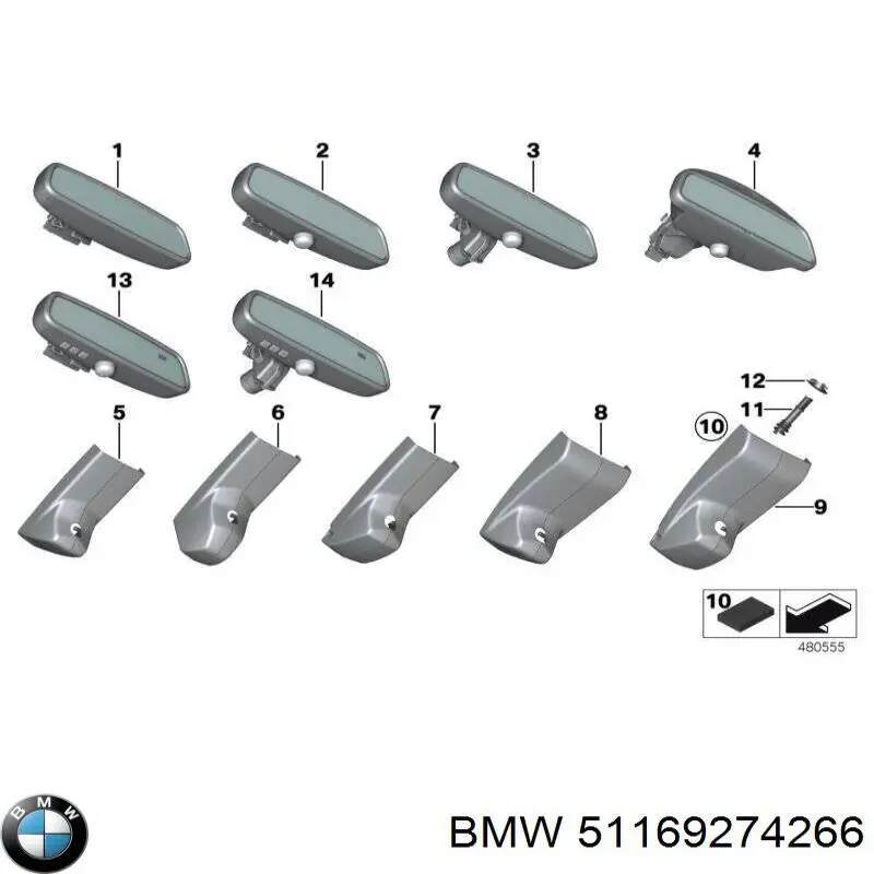 51169274266 BMW Espelho de salão interno