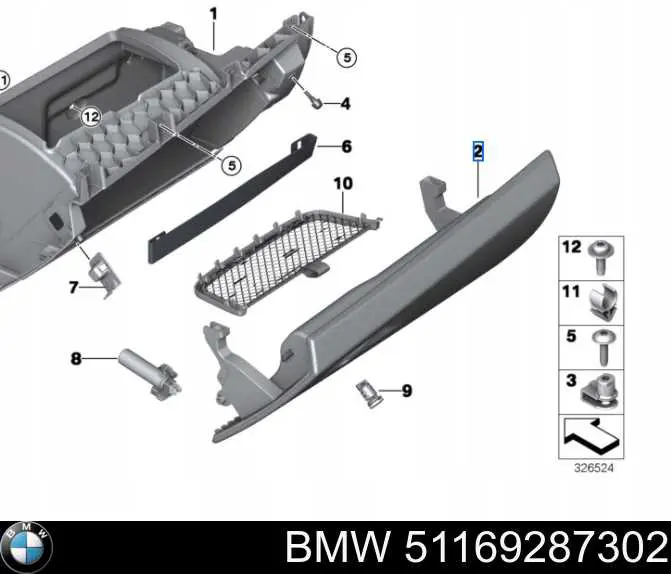 51169287302 BMW Tampa da caixa para luvas (porta-luvas)