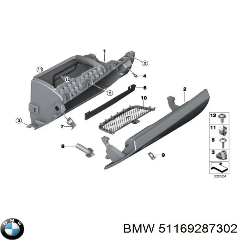 Tampa da caixa para luvas (porta-luvas) BMW 51169287302 preço, a partir de 301,00 USD