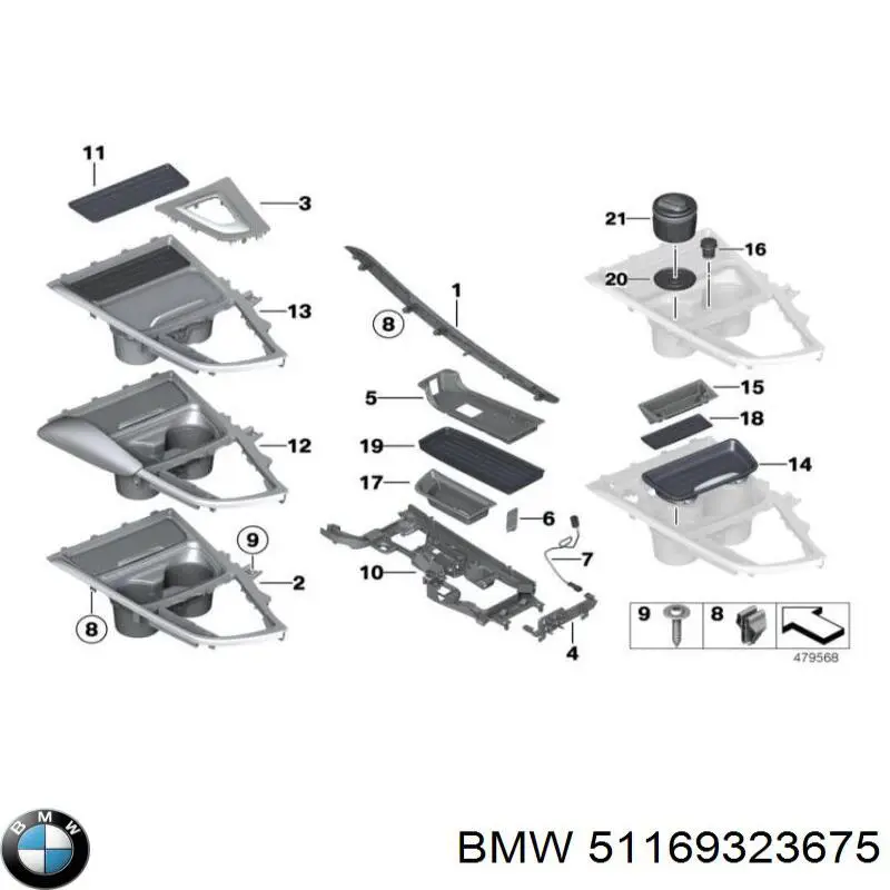51169323675 BMW Placa sobreposta decorativa de consola central