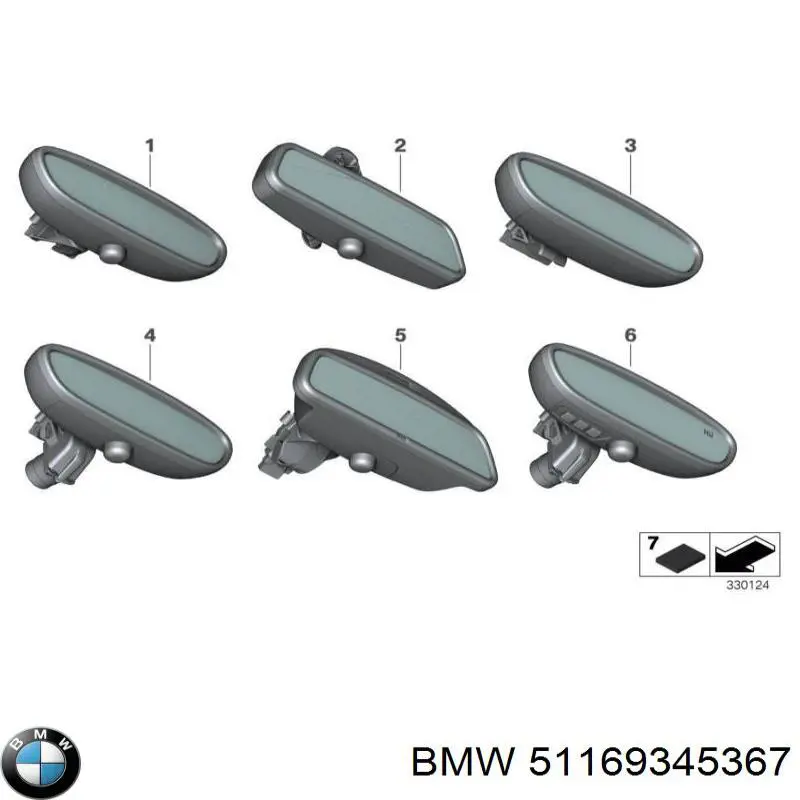51166992176 BMW Espelho de salão interno