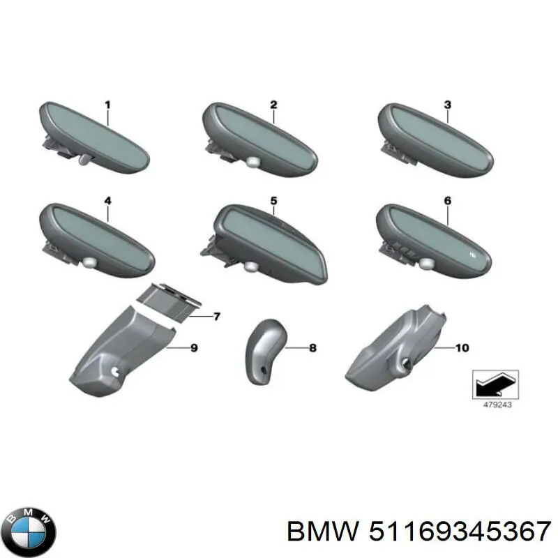 Espelho de salão interno BMW 51166992176 preço, a partir de 132,28 USD