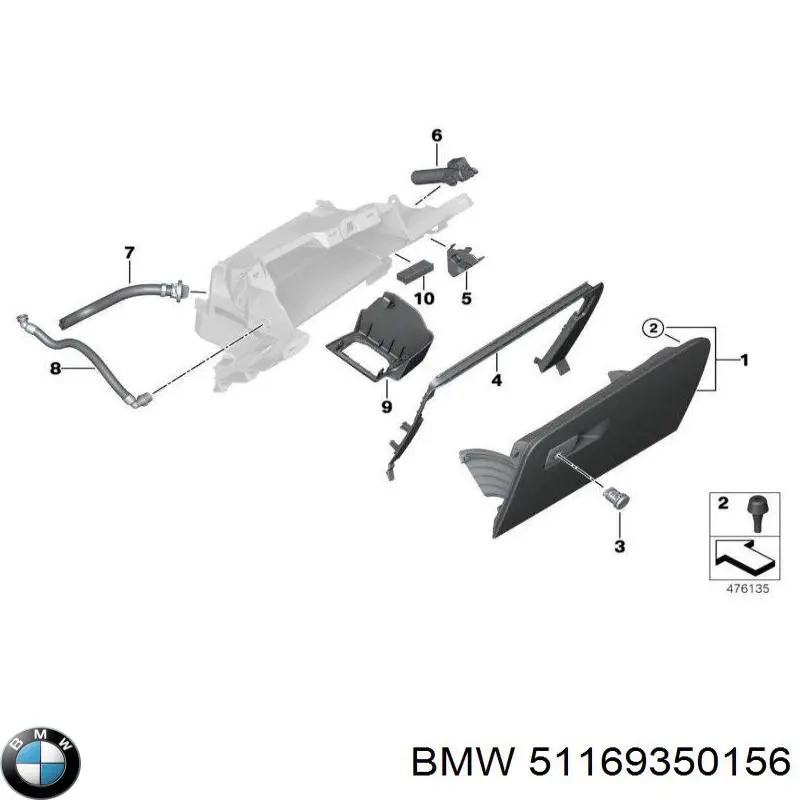 51169350156 BMW Amortecedor de tampa porta-luvas
