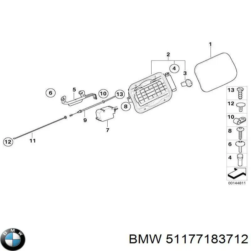 51177183712 BMW Caixa de gargalo de enchimento do tanque de combustível