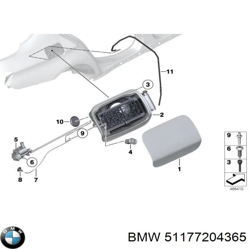 51177204365 BMW Caixa de gargalo de enchimento do tanque de combustível