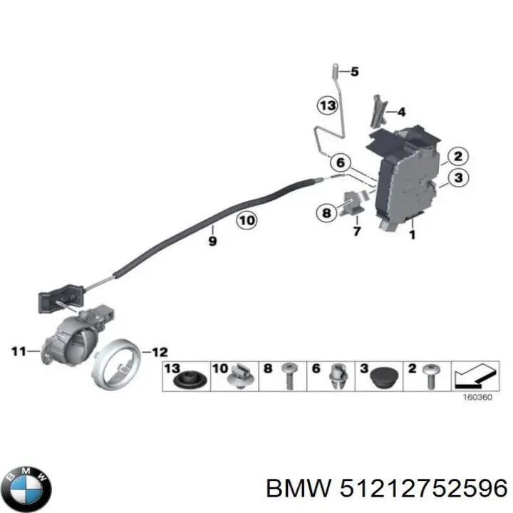 51212752596 BMW Fecho da porta dianteira direita
