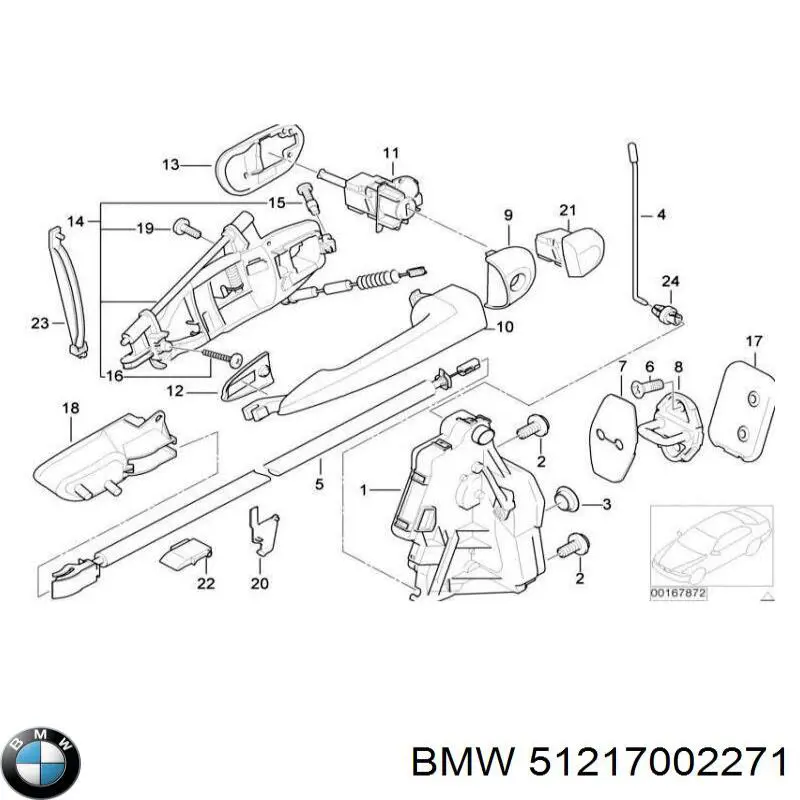Maçaneta externa dianteira/traseira da porta esquerda BMW 51217002271 preço, a partir de 51,08 USD