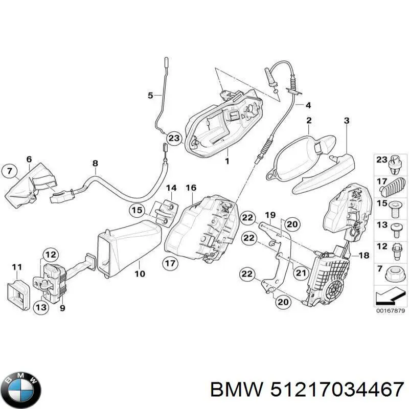 Cabo (pedal) de abertura do fecho da porta dianteira esquerda BMW 51217034467 preço, a partir de 13,09 USD
