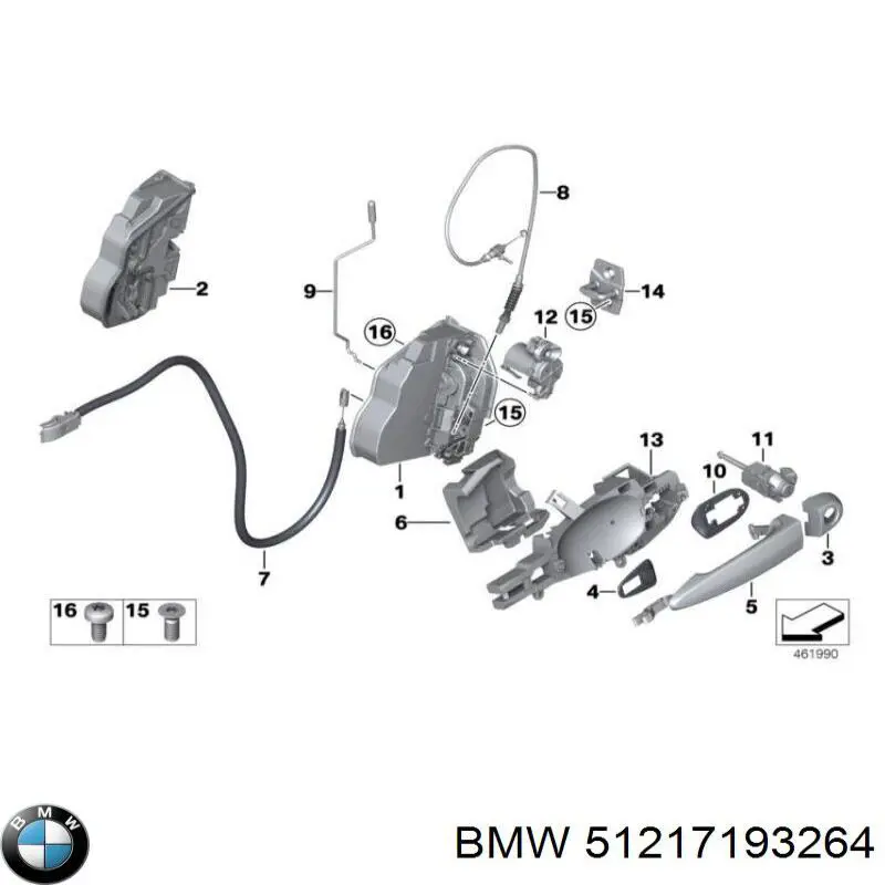 51217193264 BMW Suporte de maçaneta externa da porta dianteira direita
