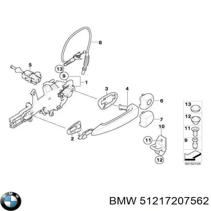 Maçaneta externa dianteira/traseira da porta direita BMW 51217207562 preço, a partir de 35,70 USD