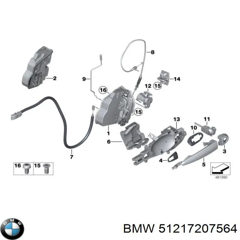 Maçaneta externa direita da porta traseira BMW 51217207564 preço, a partir de 52,78 USD