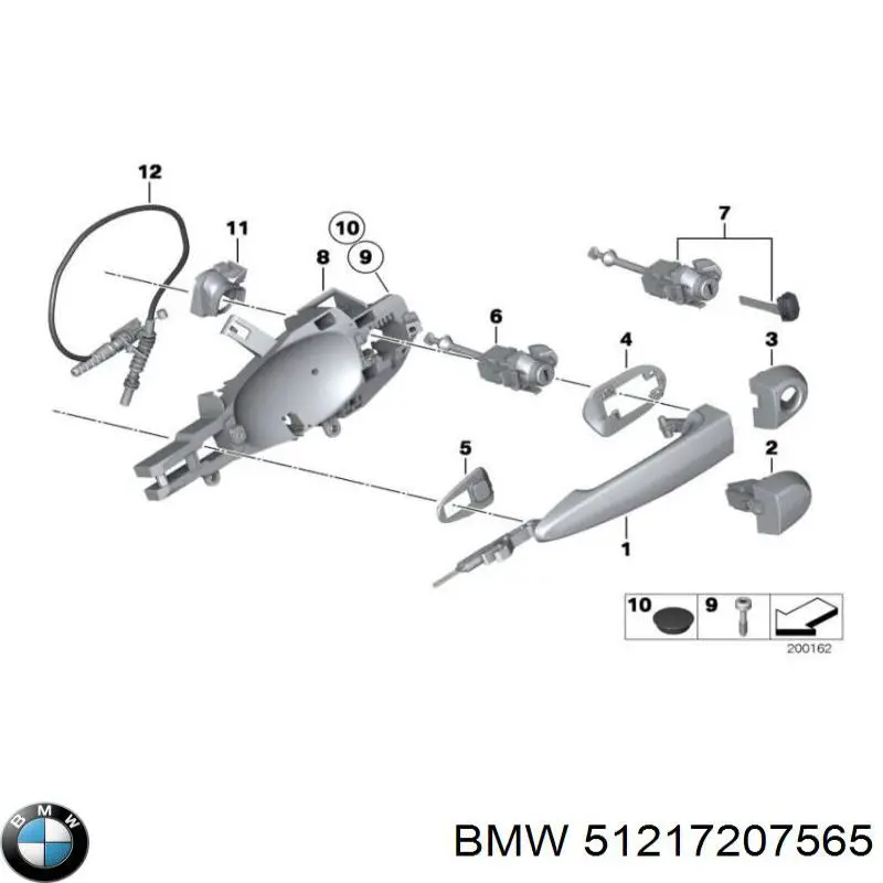 51217207565 BMW Maçaneta externa esquerda da porta traseira