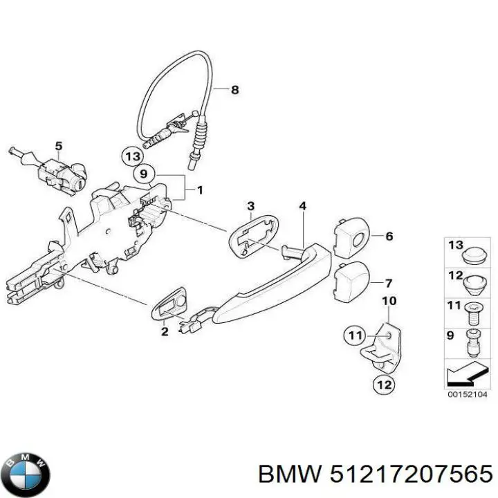 Maçaneta externa esquerda da porta traseira BMW 51217207565 preço, a partir de 80,02 USD