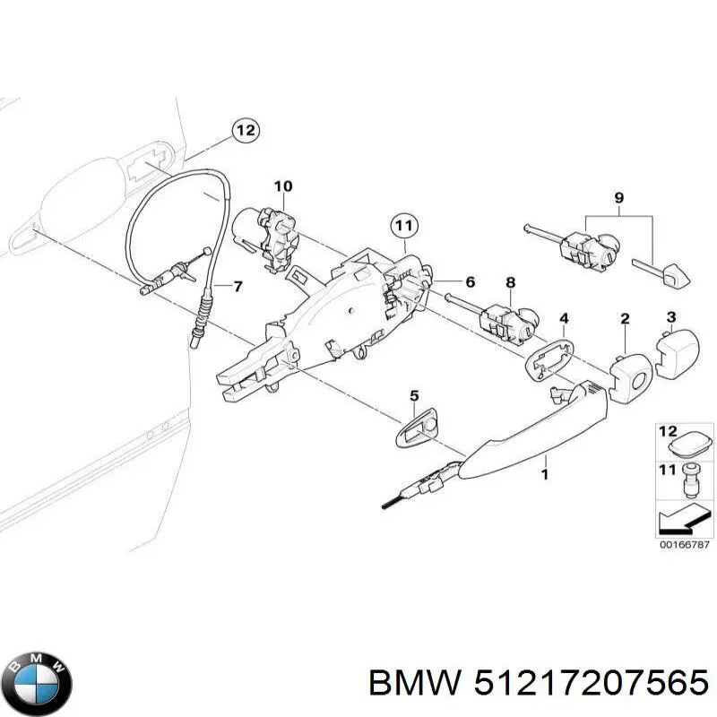 Compre 51217207565 BMW Maçaneta externa esquerda da porta traseira