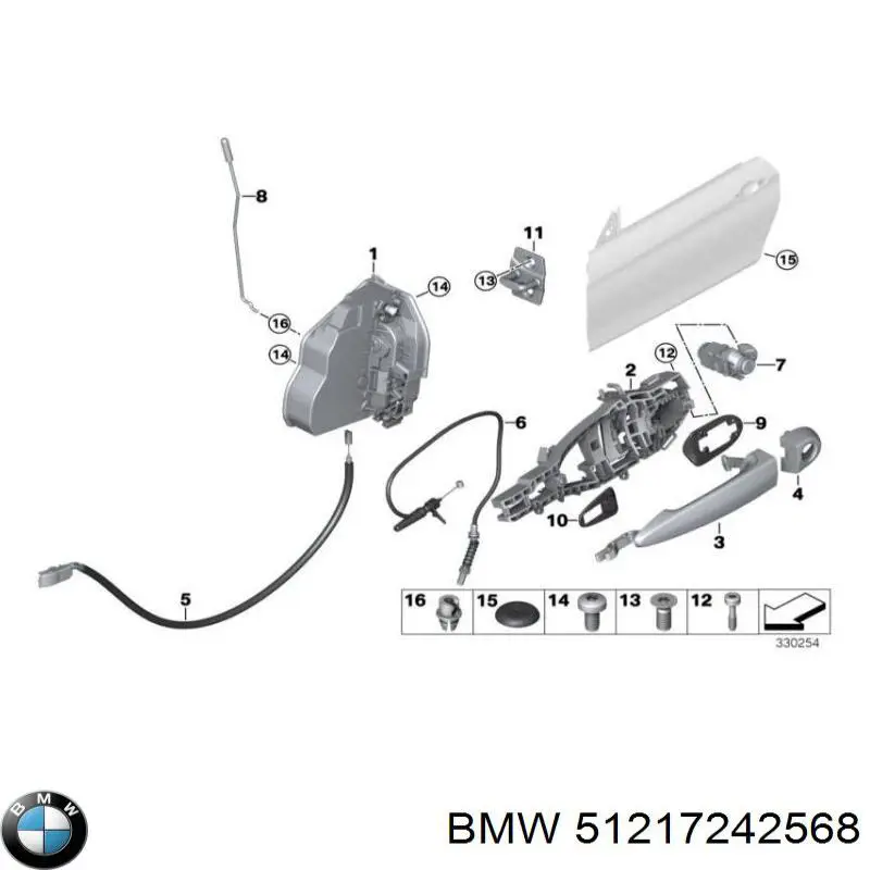 51217242568 BMW Suporte de maçaneta externa da porta dianteira direita