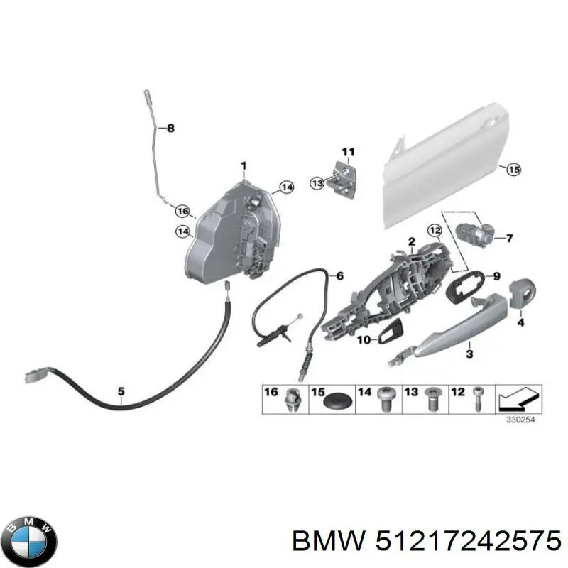 Cabo (pedal) de abertura do fecho da porta dianteira esquerda BMW 51217242575 preço, a partir de 41,15 USD