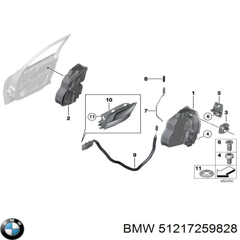 Cabo (pedal) de abertura do fecho da porta dianteira esquerda BMW 51217259828 preço, a partir de 30,22 USD