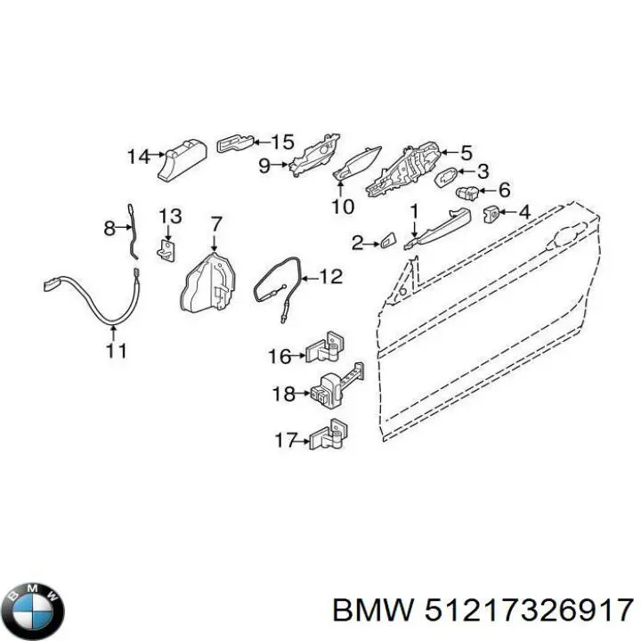 51217326917 BMW Maçaneta externa esquerda da porta traseira