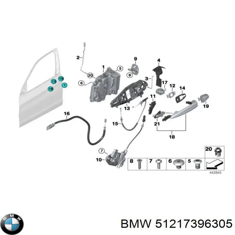 51217396305 BMW Maçaneta externa esquerda da porta traseira