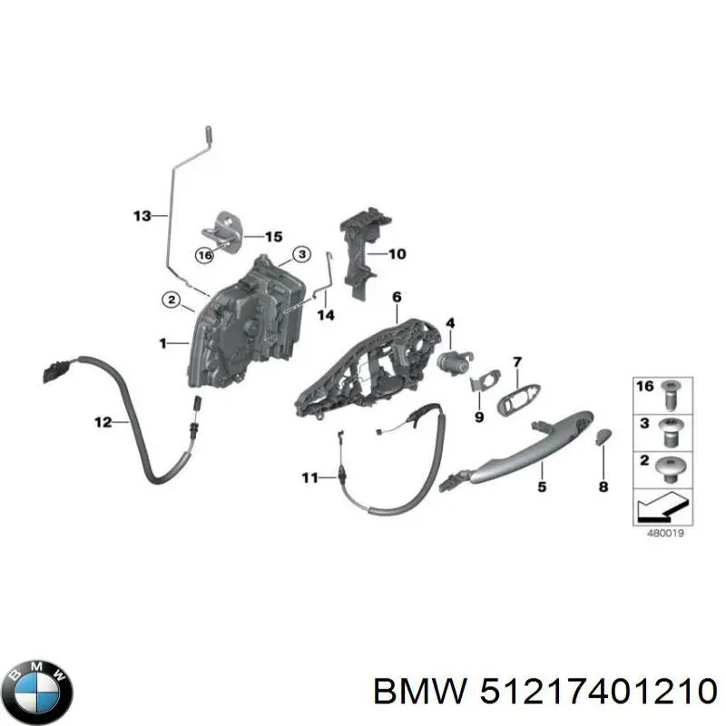 Suporte de maçaneta externa da porta traseira direita BMW 51217401210 preço, a partir de 54,58 USD