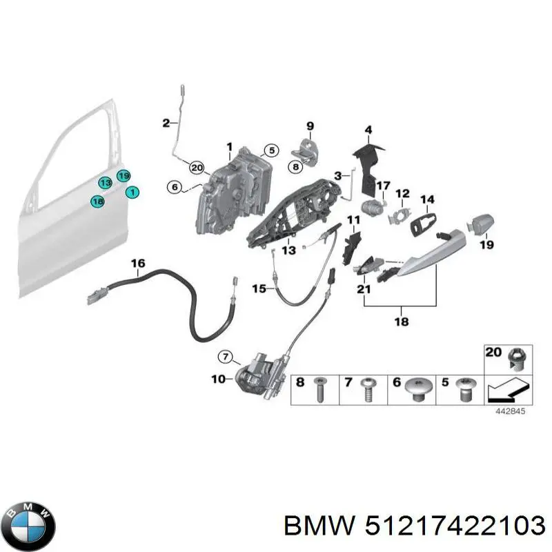 Maçaneta dianteira esquerda externa da porta BMW 63177336929 preço, a partir de 69,81 USD