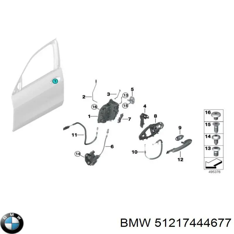 Cabo (pedal) de abertura do fecho da porta dianteira esquerda BMW 51217444677 preço, a partir de 689,48 USD
