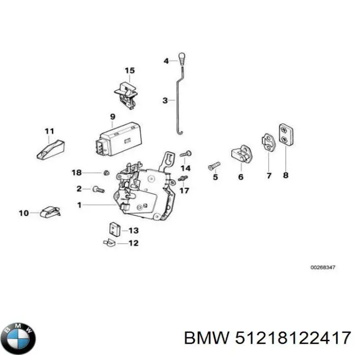 Fecho da porta dianteira esquerda BMW 51218122417 preço, a partir de 417,13 USD