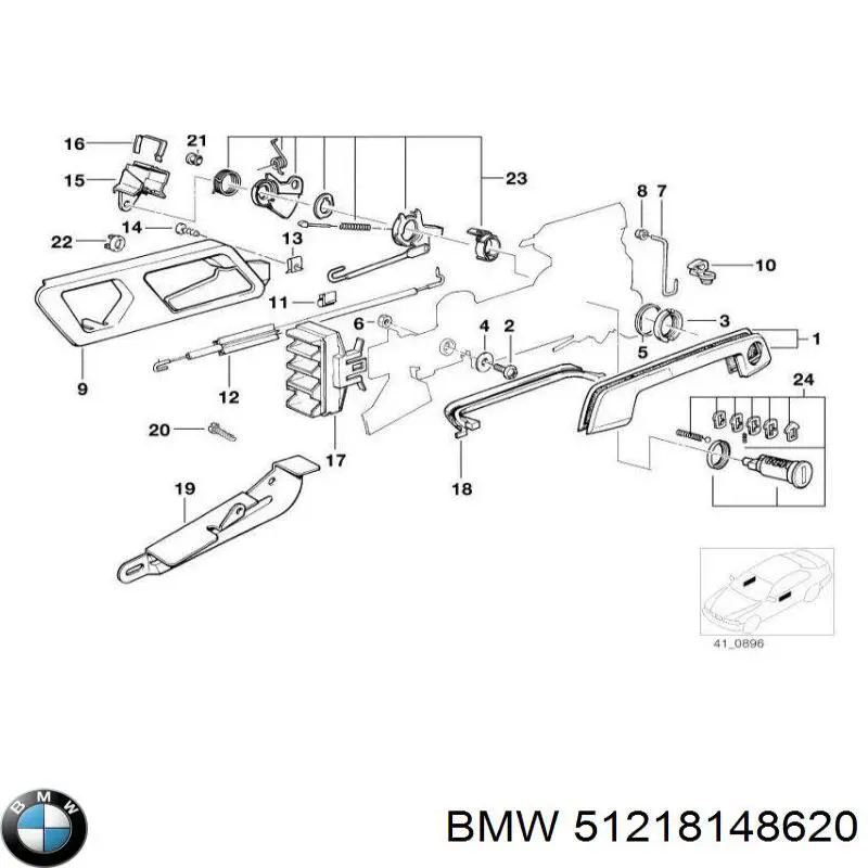 Compre 51218148620 BMW Cabo (pedal) de abertura do fecho da porta dianteira direita