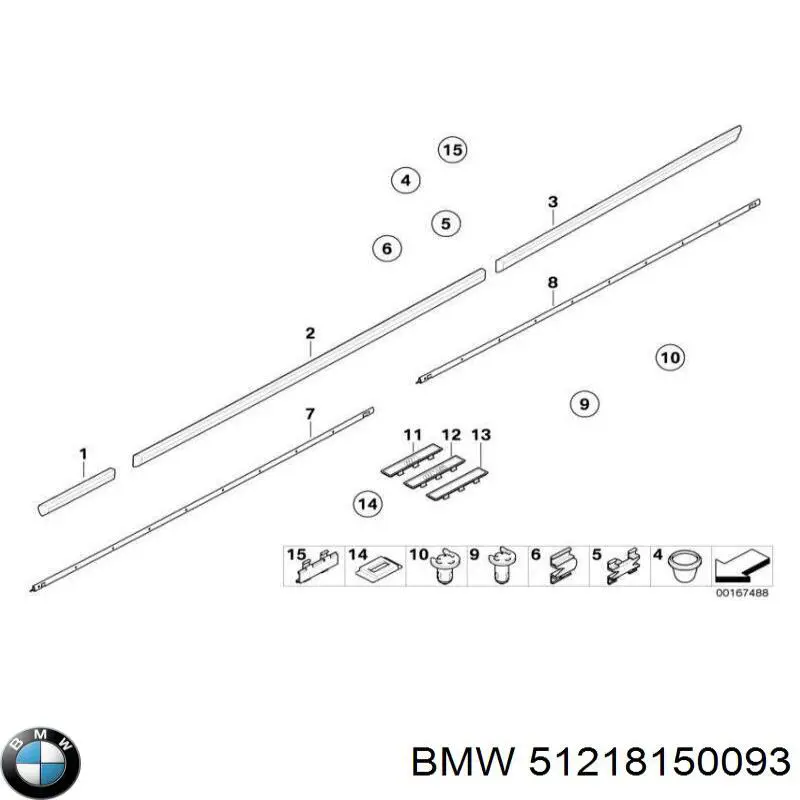Compre 51218150093 BMW Moldura da porta dianteira esquerda inferior