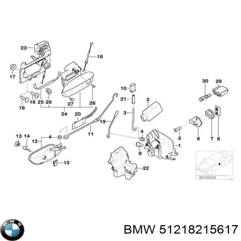 Cabo (pedal) de abertura do fecho da porta dianteira esquerda BMW 51218215617 preço, a partir de 15,62 USD