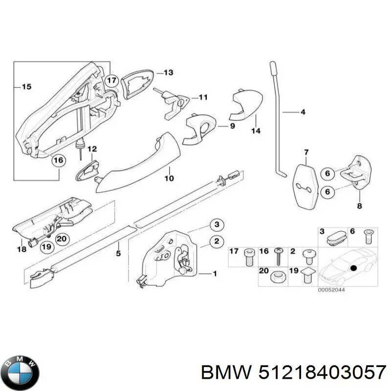 Cabo (pedal) de abertura do fecho da porta dianteira BMW 51218403057 preço, a partir de 28,85 USD